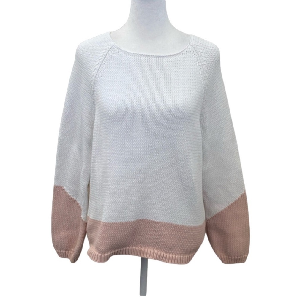 Caslon Colorblock Sweater - White and Pink. Size XS.